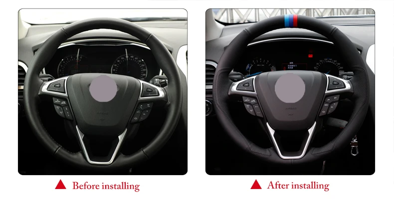 Черные кожаные чехлы на рулевое колесо для Ford Fusion Mondeo 2013 EDGE