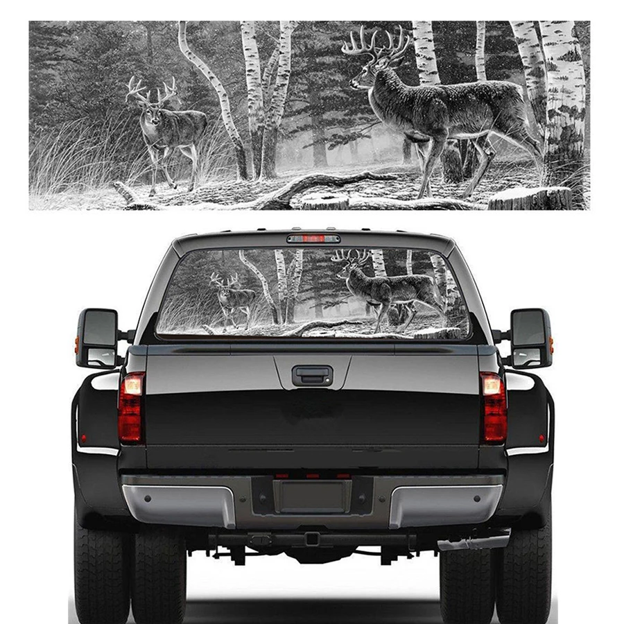 2" x65" на заднее стекло, графическая наклейка, лесные животные, олень, охота, наклейка на заднее стекло для грузовика, внедорожника, джипа