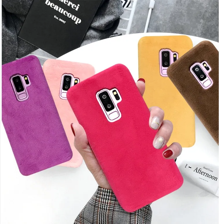 

Simple colour plush warm phone case for samsung galaxy NOTE9 case note8 s8 plus s9plus s9 cover for galaxy S9plus case