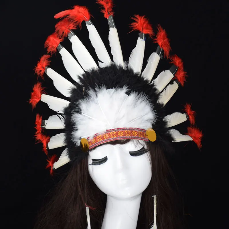 alloween Carnival Day Indian Villus Chief Headdress Colorful Feather Party Hats Headband Caps Supplies Costume Carnival Party (4)