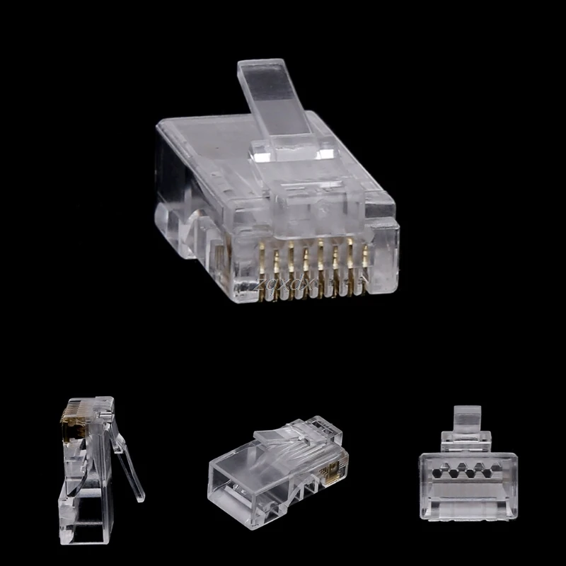 10 шт. RJ45 8 контактный разъем сетевой кабель CAT6 модульные Ethernet Кристальные розетки