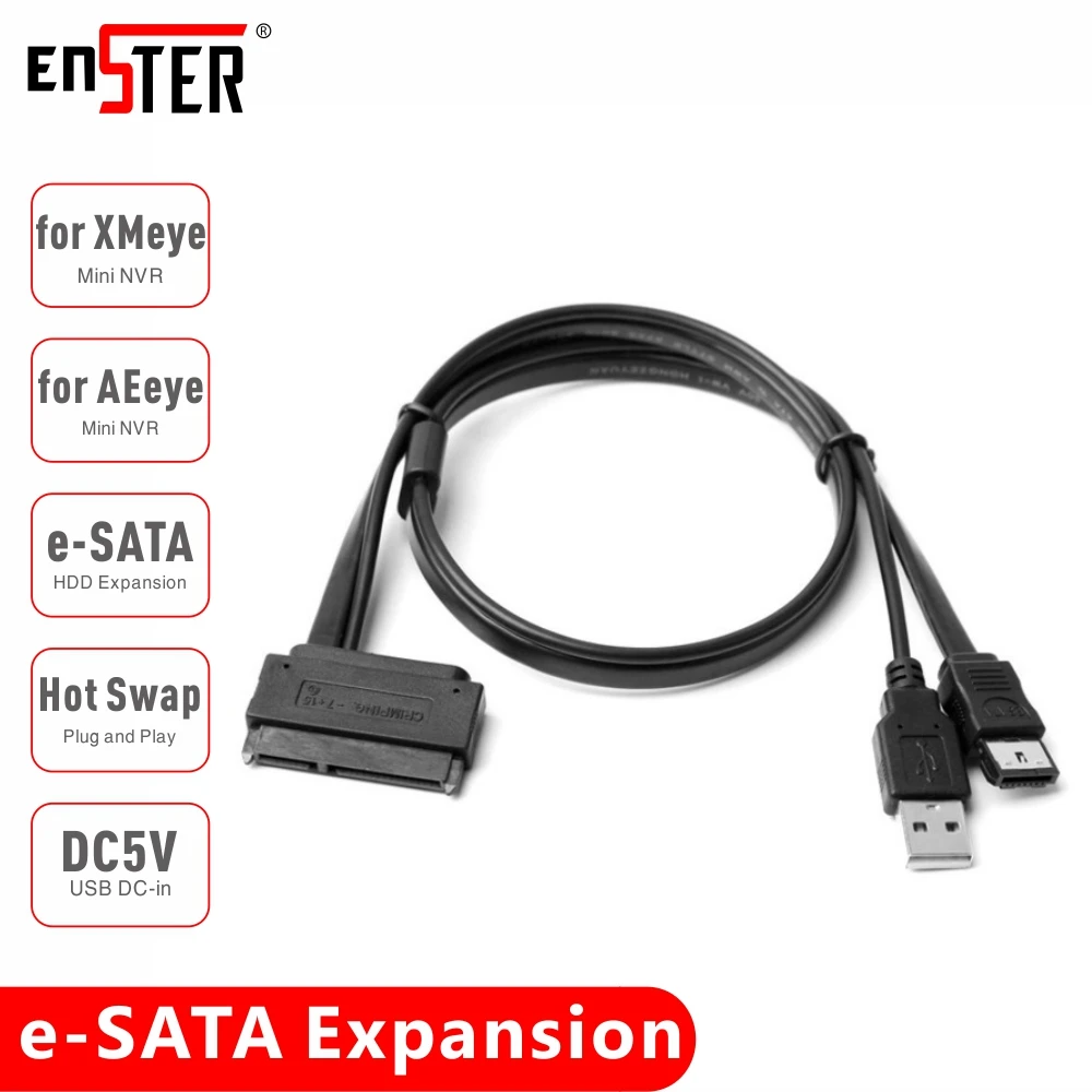 ENSTER SATA to e-SATA Cable for XMeye Super Mini NVR AEEYE Super Mini NVR e-SATA Port Expansion for External 2.5 inch SATA HDD