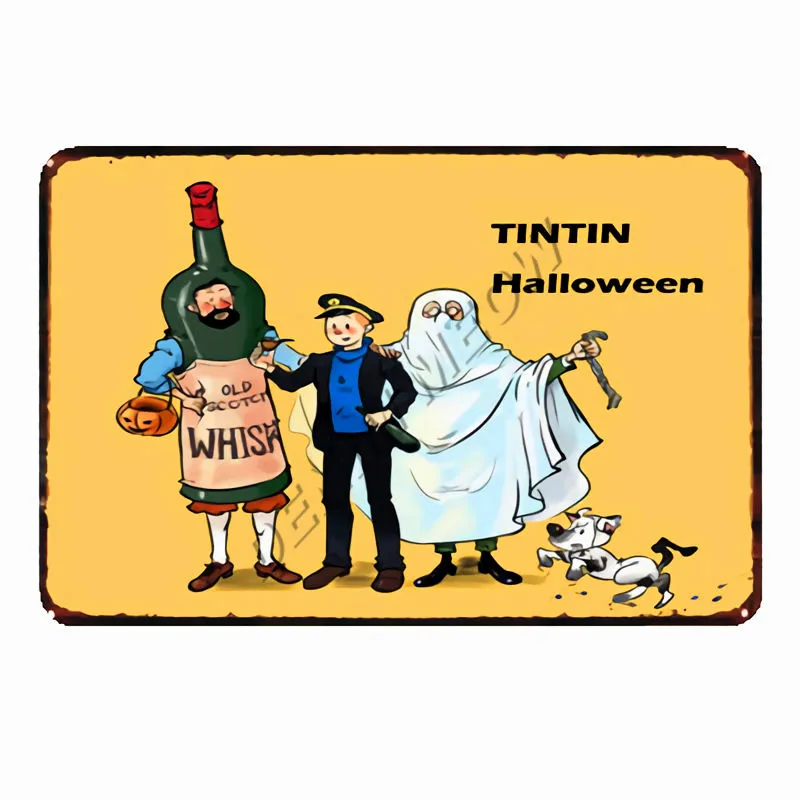 22 Tintin Catoon Movie Tin Sign Metal Plate Vintage Wall Art Poster Iron Painting Bar Coffee Kids Room Wall Craft Home Decor WY66 - Цвет: 22