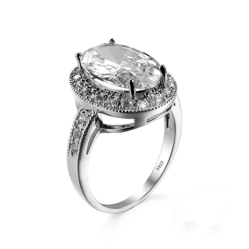 Модный 2ct AAA циркониевый камень Anel Bijoux серебряный полый резной Биг кольцо женские свадебные вечерние аксессуары birtday подарки