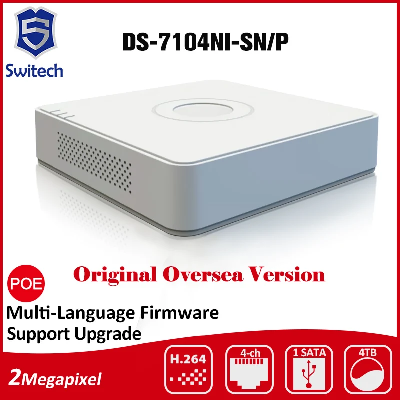  HIKVISION Camera NVR 4 Channel DS-7104NI-SN/P NVR CCTV PoE network Video Recorder Surveillance 4Ch NVR 1080P Cloud P2P ONVIF 