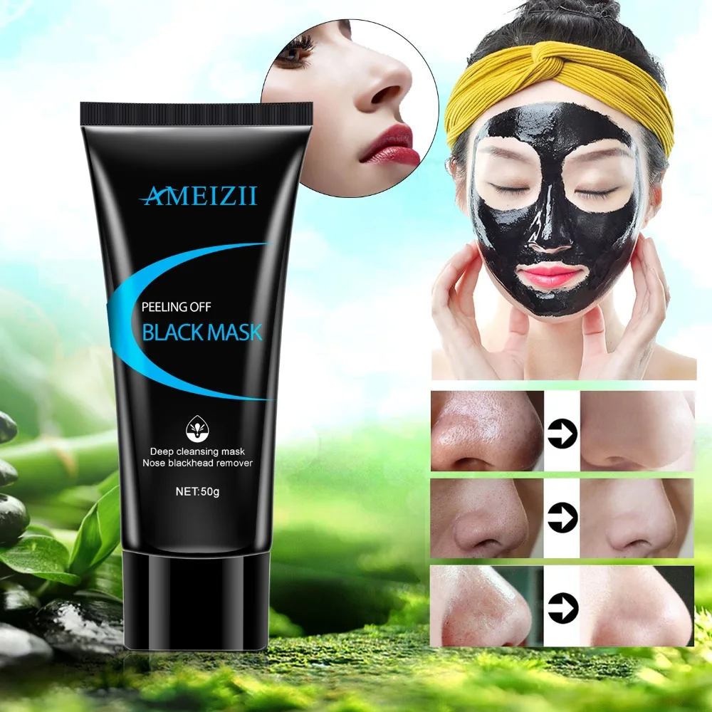 Ameizii Blue Facial Peel Off Black Mask Korean Skin Care Blackhead Face Charcoal Masks Dots Remover Acne Treatment Shrink Pores