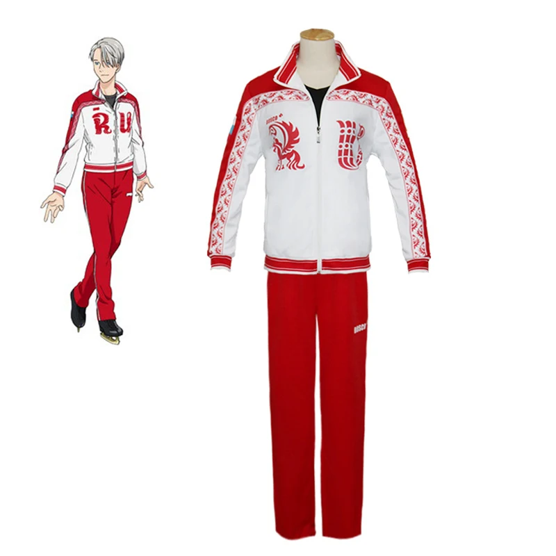 YURI!!!on ICE Victor Nikiforov Cosplay Costumes Jacket Pant Set Sportswear Coat