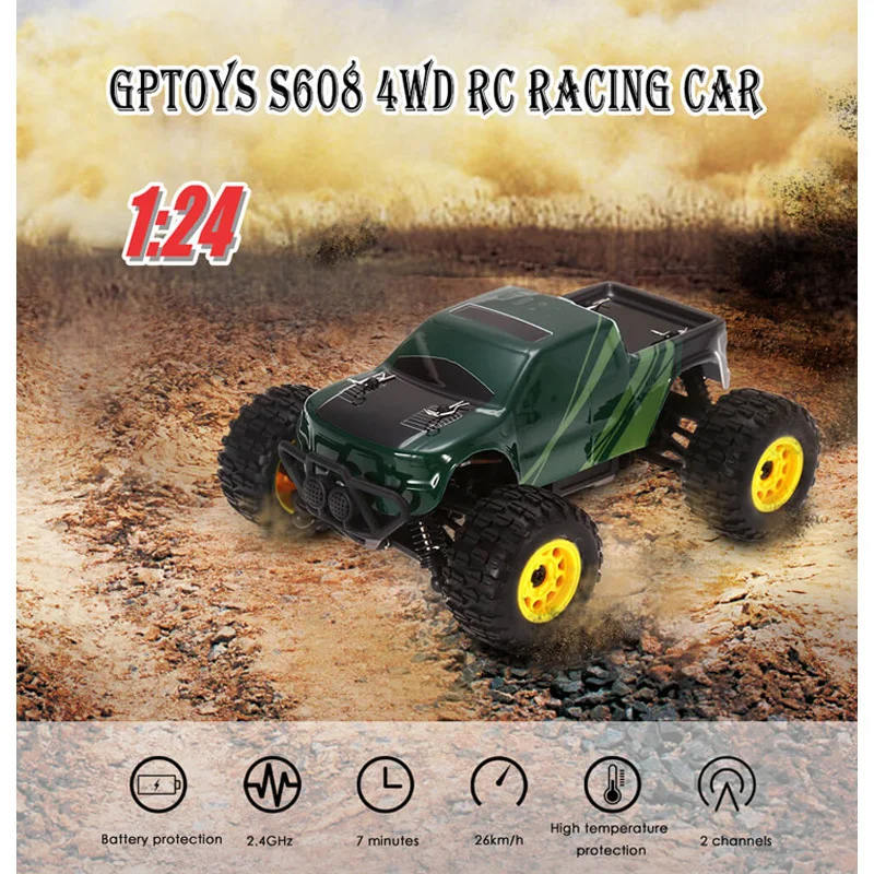

New High Speed RC Cars 1:24 Full Proportional 2CH 2.4GHz 4WD Brushed RC Racing Car Remote Control Model Vehicle Toys For Gifts