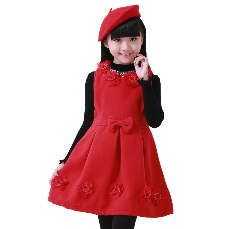 

Girls Vest Dress For Children Clothing Fashion Princess Dress Spring/Autumn Kids Baby Party Garment Child Woolen Dress Clothes