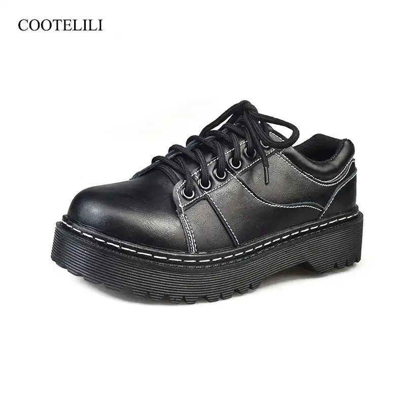 black leather flat shoes ladies