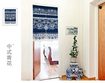 

Printed cloth curtain country classical ethical wind partition China flower Chinese style porch hang Japanese kitchen decoration