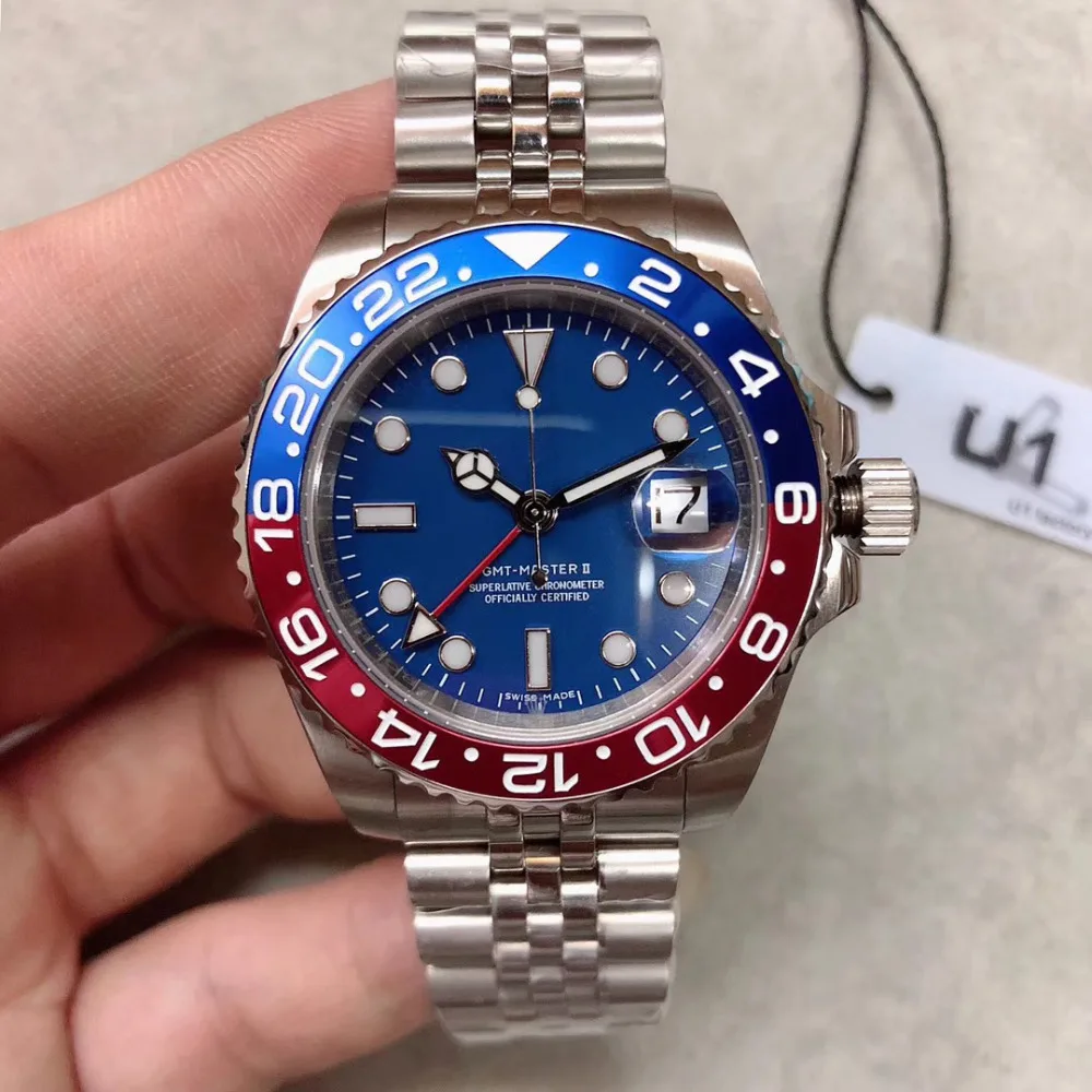 

New Style Gmt II Automatic Movement Asia 2813 Ceramic Bezel Pepsi master Men's Blue Wristwatch date 41MM AAA WRISTWATCH