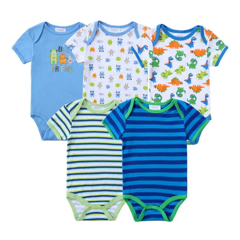 Newborn 5pcslot Baby Boy Bodysuits Cartoon Baby Body Boy Short Sleeve Infantil Baby Menino Girl Bodysuit Baby Summer Clothes