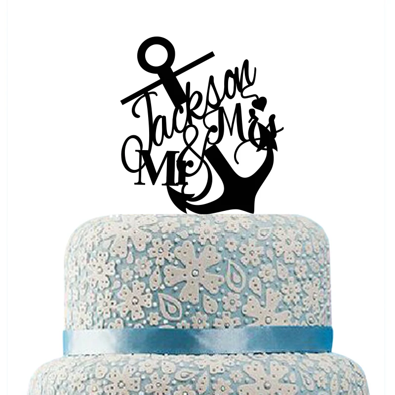 

Personalized Mr and Mrs Wedding Cake Topper Custom Acrylic Wedding Cake Topper Anchor Love Cake Topper Wedding Cake Decorations