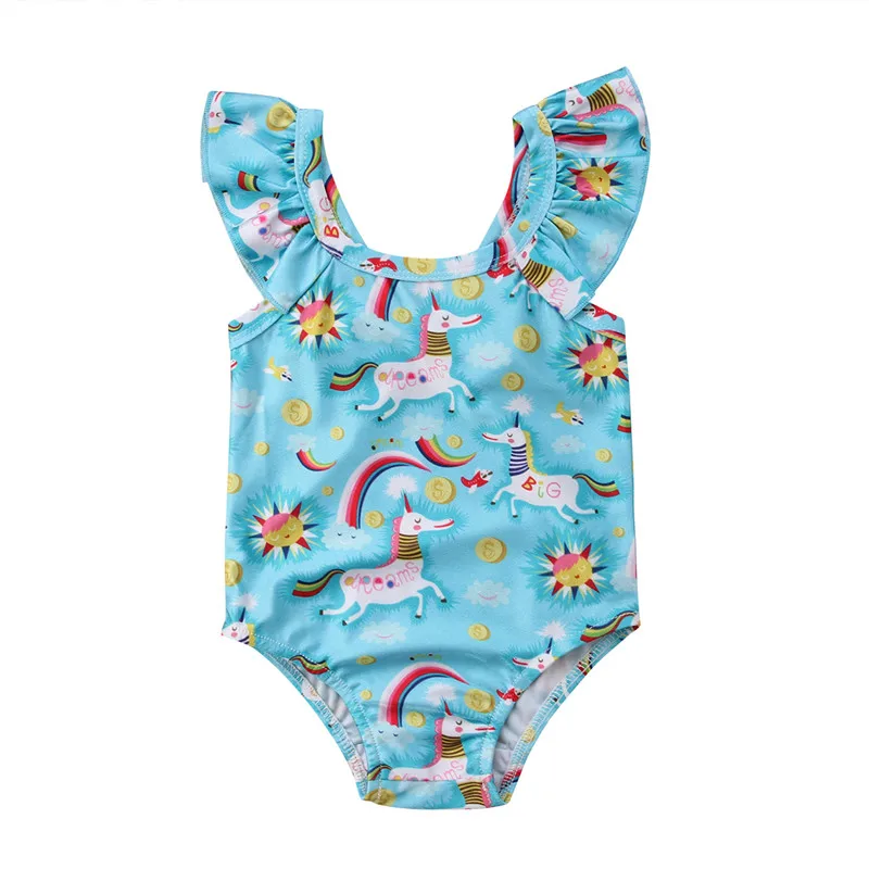 

2-6 Year' Children Bikini 2018 Summer Kids Baby Girls Cartoon Unicorn Printed Swimwear One-piece Swimsuit Bathing Suit Beachwear
