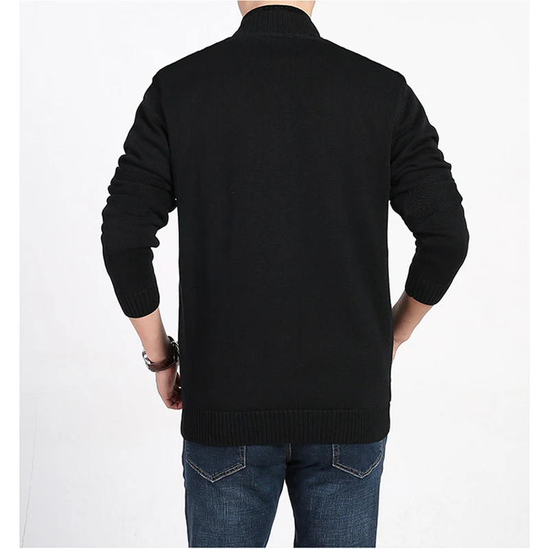 New Plus Velvet Winter Sweater Men Brand AFS JEEP Solid Cardigan Zipper Mens Sweaters Keep Warm Stand Collar cardigan masculino