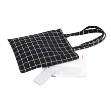 Женские сумки на плечо из хлопка и льна, эко многоразовая сумка для покупок с короткими ручками, модная клетчатая вместительная большая женская сумка для покупок zk30