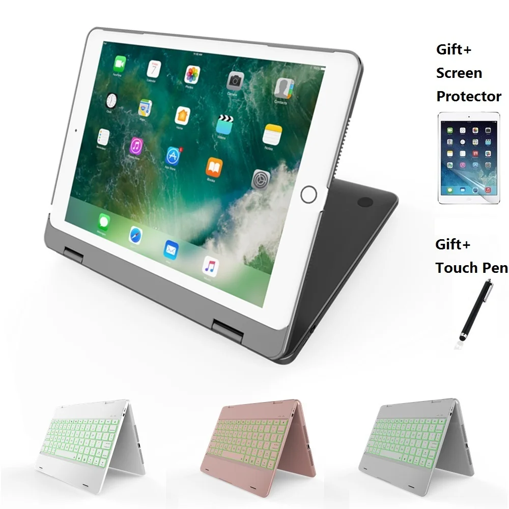 360 Rotation Foldable Plastic Stand Bluetooth Keyboard Case For iPad Pro 9.7 iPad Air 1 2 New iPad 2017 2018 9.7 Inch Screen Pro