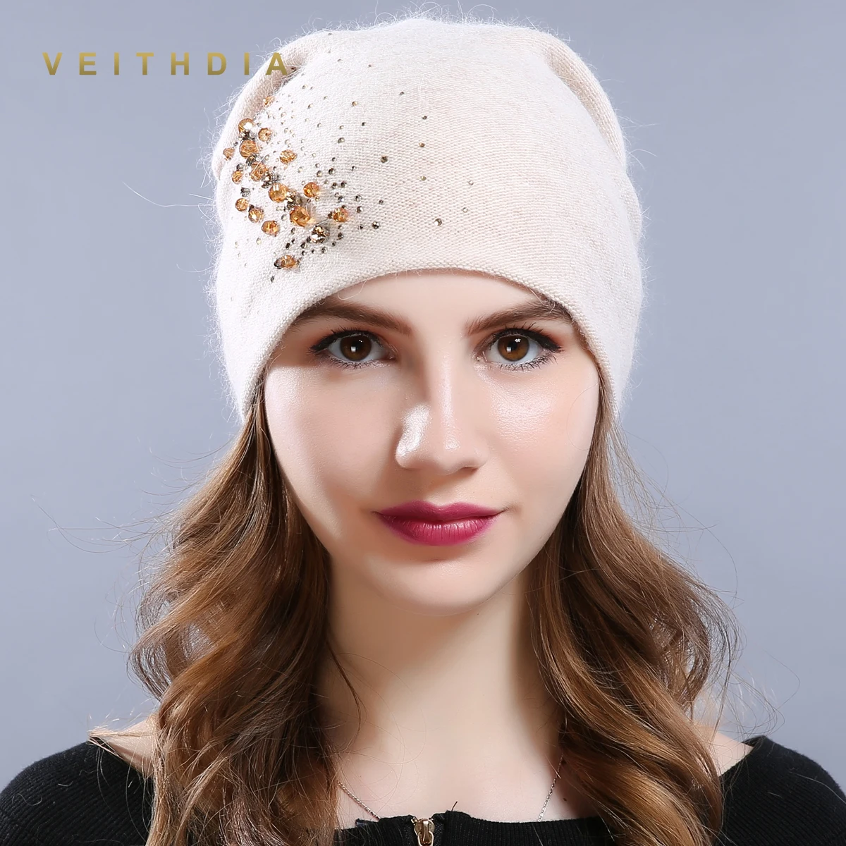 Женские кашемировые шапки VEITHDIA повседневные плотные двухслойные вязаные для