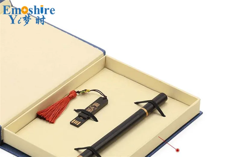 Emoshire Wooden signature pen U disk set mahogany water pen creative office gifts Chinese wind neutral pen wood U disk custom (8)