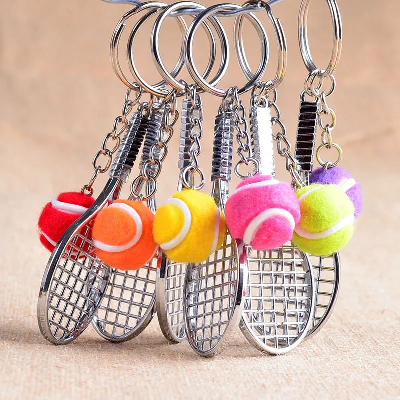 

RE Tennis Racket Keychain - Cute Sport Mini Keychain car 6 color Pendant Keyring Sports Key Chain Who love sports Gifts S13