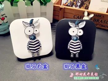 

LIUSVENTINA DIY Acrylic Cute Animal Zebra Contact Lens Case With Mirror Box Container for Contact Lens Gift for Kids