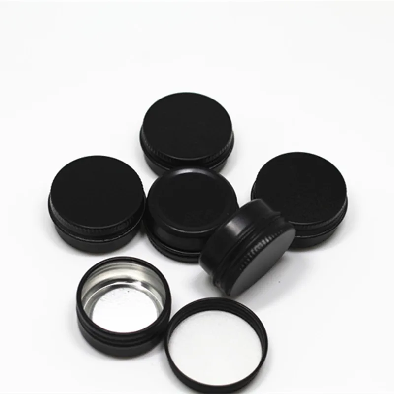 

10ps 10g black container metal Cream Jar,Lightproof Cream container with lids Empty aluminu Cosmetic jar with black metal cap