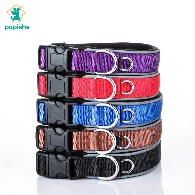 

PUPISHE Reflective Dog Collars Adjustable Padded Nylon Pet Dog Collars for Small Medium Large DogsOutdoor Pet Collar for Bulldog