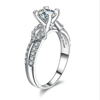 

2019 Big Cubic Zirconia Ring Fashion Wedding Jewelry Female Engagement Ring Female Crystal Silver Ring Party