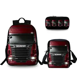 3 шт./компл. модные Scania 2017 мультфильм 3D рюкзак для подростков мальчиков грузовик для девочек Лидер продаж школьная сумка ноутбук рюкзак