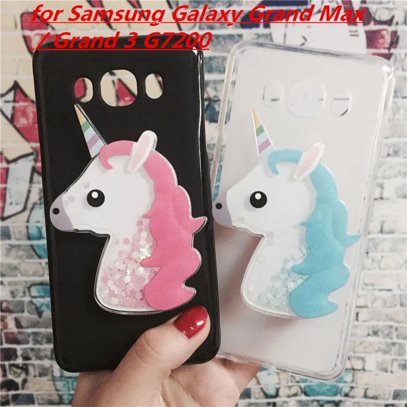 

3D Unicorn Quicksand Liquid Soft Silicone Case for Samsung Galaxy Grand Max / Grand 3 G7200 G7202 G720F Phone Cover Cartoon