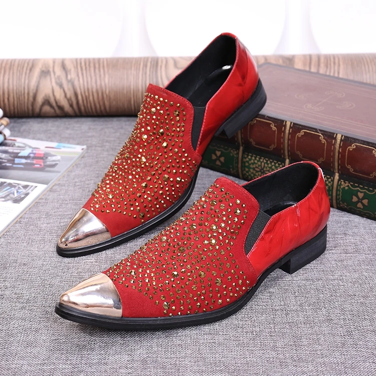 Freies Eisen Männer As as Verschiffen Schuhe Oxfords Strass schwarz Bräutigam Echtwildleder Shown Weiß Hohe Shown Hochzeit Für rot Qualität Kopf Sq607gwgx