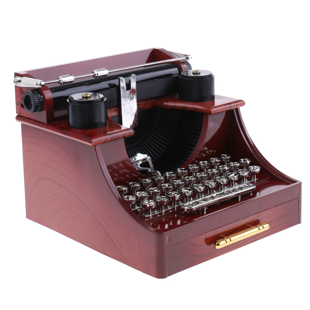 New Arrivals Retro Creative Typewriter Wind Up Music Box Clockwork Toy Desktop Supplies for Children Kids Toys Birthday Gift
