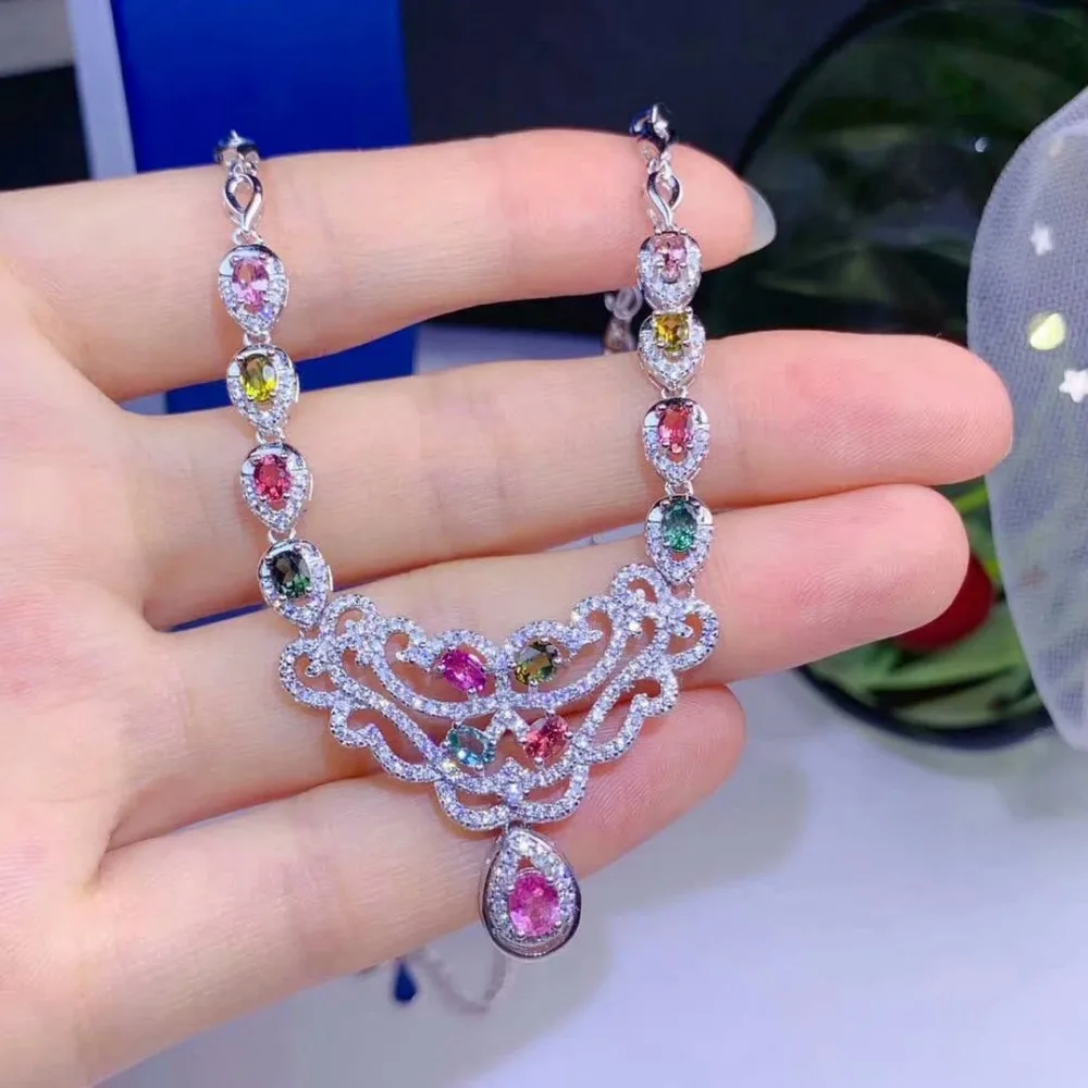 Shilovem 925 серебро натуральный турмалин подвеска с черным коженным ремешком новые женские модные свадебные оптом dz0304040599agx