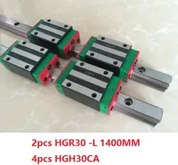 2 шт. 100% Оригинал Hiwin линейные направляющие HGR30-L 1400 мм + 4 шт. HGH30CA узкий блок для ЧПУ