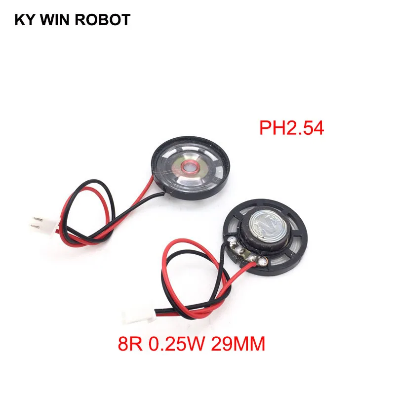 

2pcs/lot New Ultra-thin Toy-car horn 8 ohms 0.25 watt 0.25W 8R speaker Diameter 29MM 2.9CM with PH2.54 terminal wire length 10CM