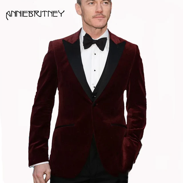Wine velvet blazer mens Clearance