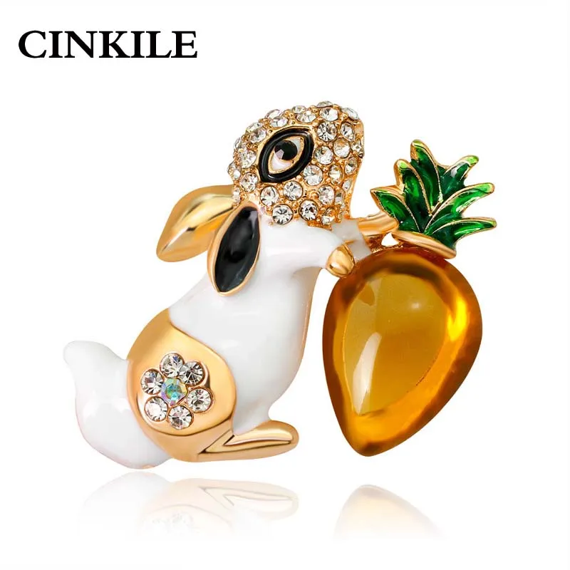 

CINKILE Trendy Cartoon Rabbit Pins Enamel Crystal Brooch Fashion Jewelry for Women and Girl High Quality T-shirt Jean Badges