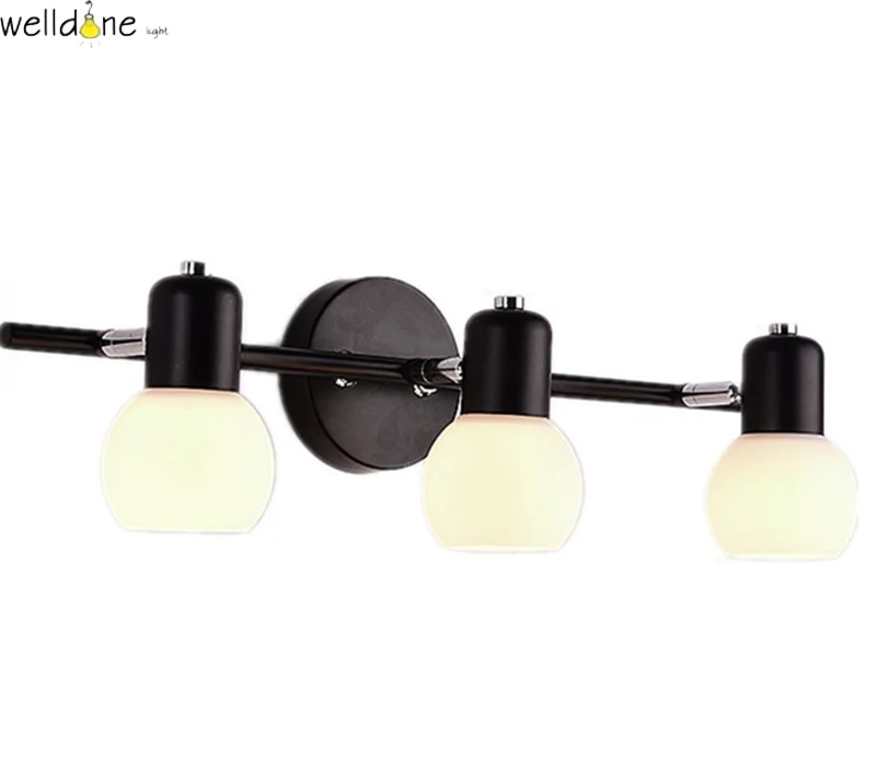 LED مصباح حائط الحديثة نمط الزجاج و الحديد ضوء لغرفة النوم الحمام الغرور 3/4 رؤساء شحن مجاني