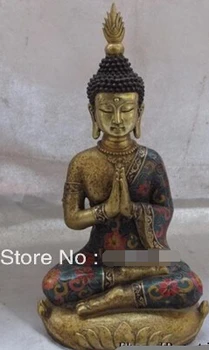 

Tibet classical Buddhism Fane Bronze gild Cloisonne Shakyamuni Buddha statue