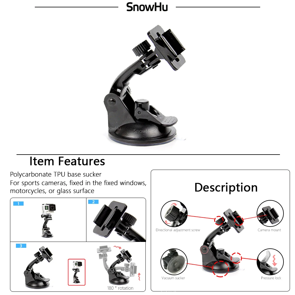 Аксессуары SnowHu для Gopro Набор Гоу про hero 9 8 7 6 5 4 комплекта три пути selfie stick экшн