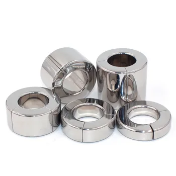 Magnetic Lock Metal Scrotum Pendant Ball Stretcher Testis Weight Cock Ring Penis Restraint Stainless Steel Sex Toys for Men 3