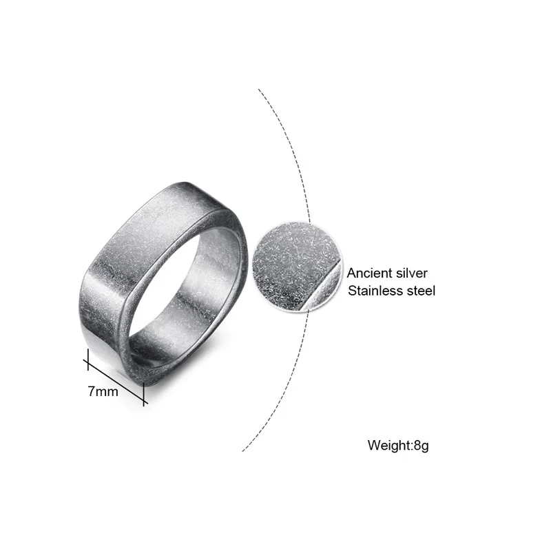 Vnox Винтаж оксид \ серебрянный кольцо Нержавеющая сталь металлический Для мужчин ювелирные изделия