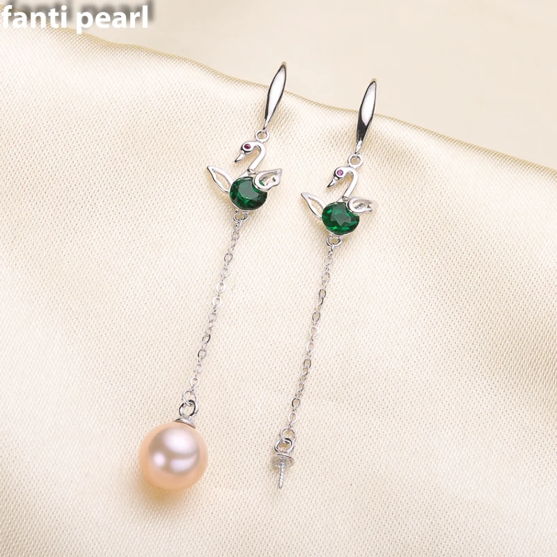 

FANTI Real Natural freshwater pearl earring s925 sterling silver ear stud for women Natural pearl jewelry earring 7-9mm