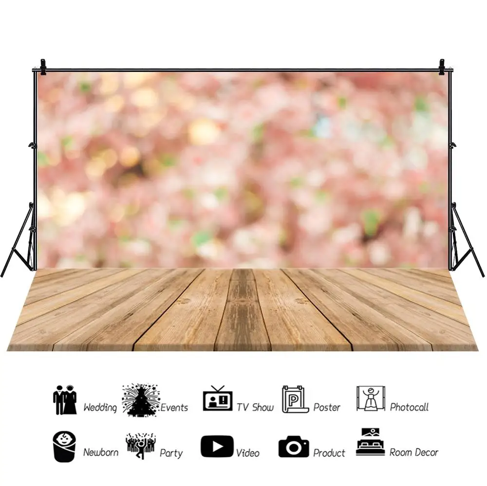 

Laeacco Fantasy Polka Dots Light Bokeh Baby Wooden Board Party Portrait Photo Background Photographic Backdrops For Photo Studio