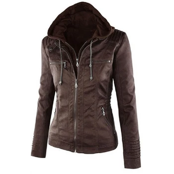 

Warm jacket winter women Zipper Up jacket women Leather jackets Women Slim Solid Outwear Parka Trench Coat Jacket Leather Wear