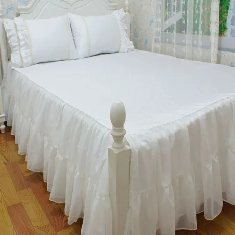 Gratis verzending Koreaanse prinses wit satijn zijde chiffon met bed oppervlak bed rok kick plooi bed schort twin volledige queen king size Gratis verzending Koreaanse prinses wit satijn zijde chiffon met bed oppervlak bed rok kick plooi bed schort twin volledige queen king size