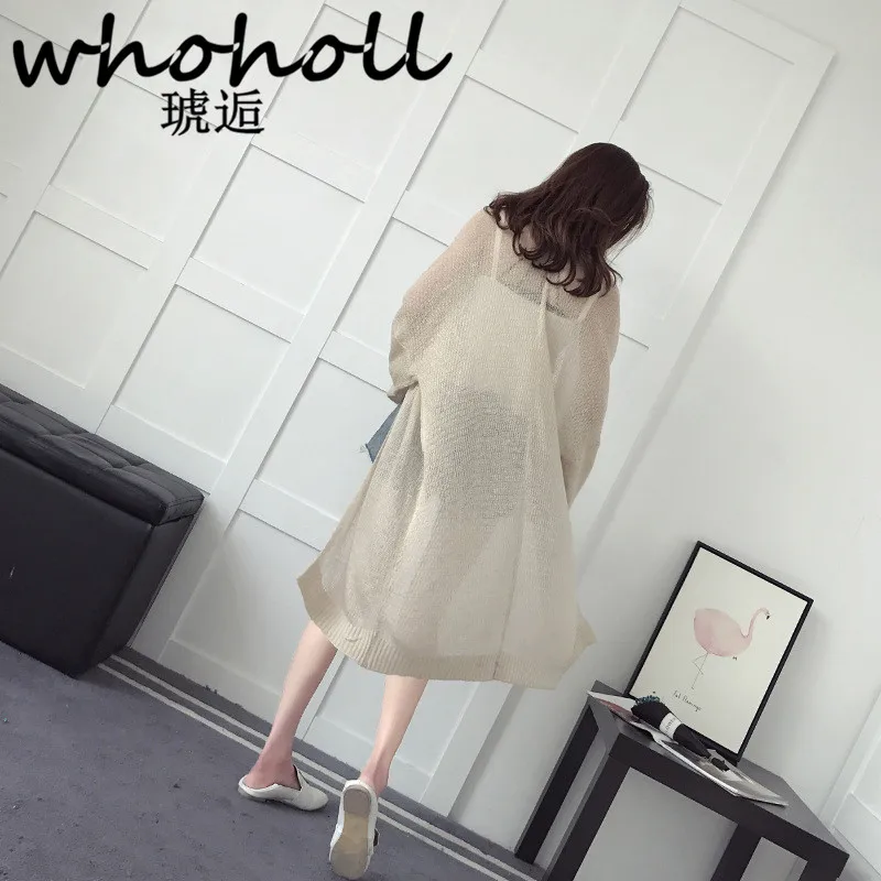 WHOHOLL Long Cardigan Female 2018 Spring Autumn Fashion Long Sleeve Tricot Cardigan Women Sweater Jacket Winter Tops Coat