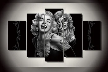 

2016 new arrival painting Unframed 5 Pcswall art painting for home decoration abstract figure painting of Marilyn Monroe