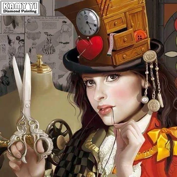 

5D Diy diamond painting cross stitch "Scissors Sew Women" Full Round Diamond embroidery Needlework Rhinestone Mosaic Crafts SY